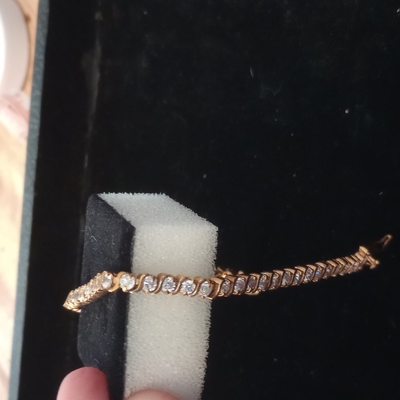 Gold plated silver CZ tennis bracelet - Picture 3 of 4